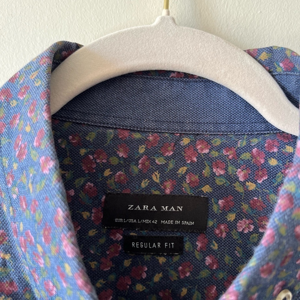 ZARA MAN Floral Button-Down Made in Spain Causal Shirt - Picture 2 of 8